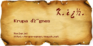 Krupa Ágnes névjegykártya